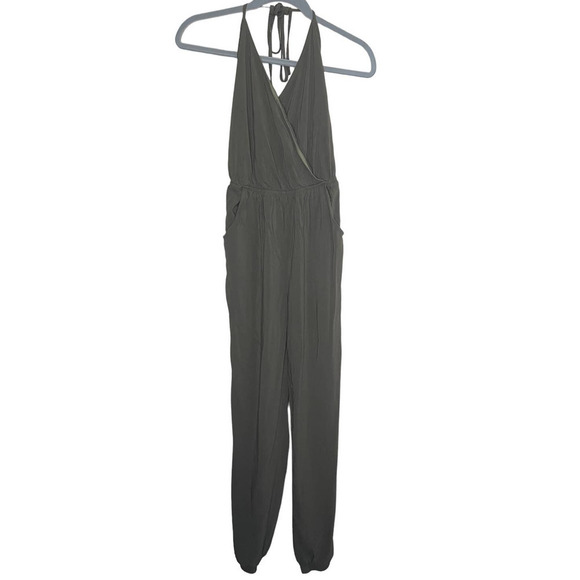 LULUS Learning to Fly Olive Green Jumpsuit Halter Tie Size‎ S - Picture 1 of 12